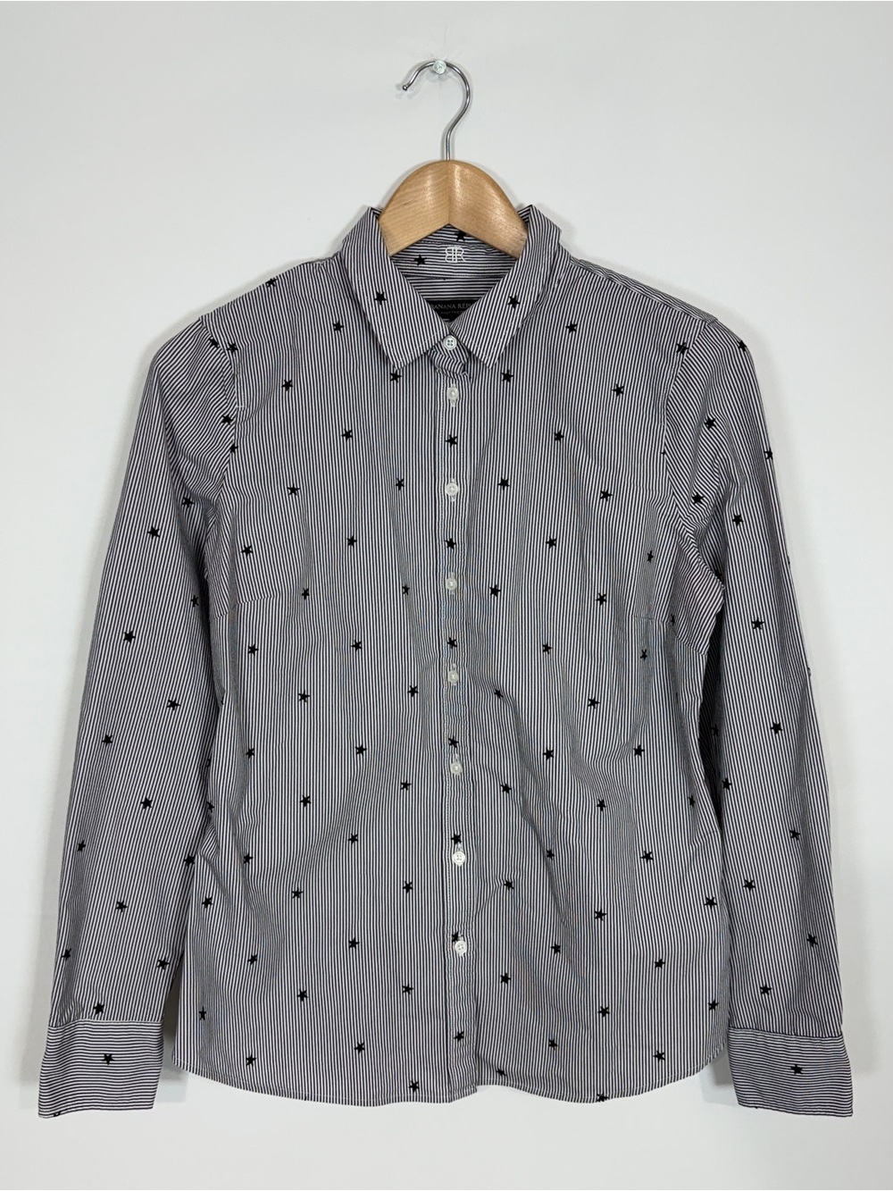 WSH28 {Banana Republic} "Riley" Blue White Stars Stripes Button Down Shirt